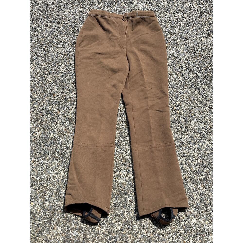 Vtg 70s white stag Brown stirrup ski pants nylon union made talon zip 25x30